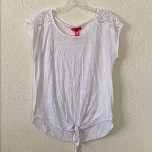 Mix & Co. White Tie-Front Shirt Sz M